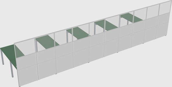 Shared l-shaped cubicle
