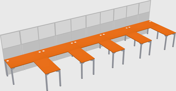 Shared l-shaped cubicle