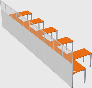 Shared l-shaped cubicle