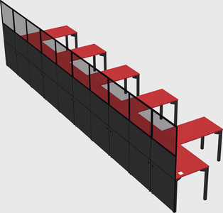 Shared l-shaped cubicle