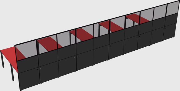 Shared l-shaped cubicle