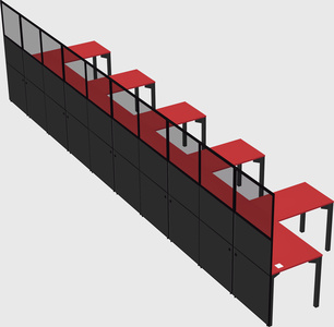 Shared l-shaped cubicle