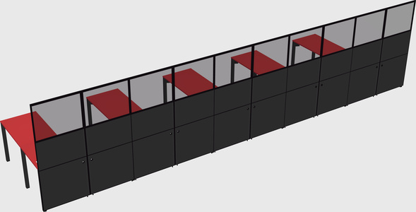 Shared l-shaped cubicle