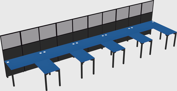 Shared l-shaped cubicle