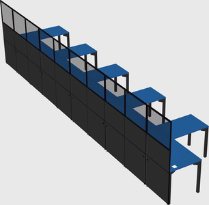 Shared l-shaped cubicle