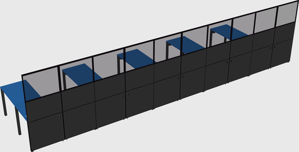 Shared l-shaped cubicle