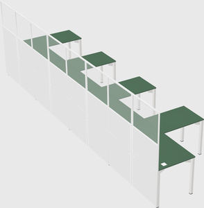 Shared l-shaped cubicle