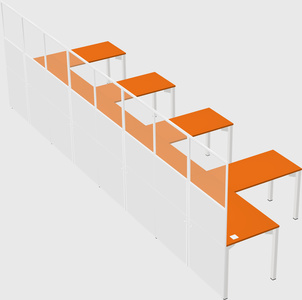 Shared l-shaped cubicle