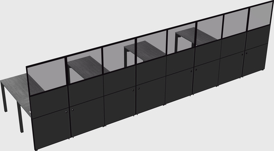 Shared l-shaped cubicle