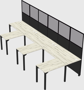 Shared l-shaped cubicle
