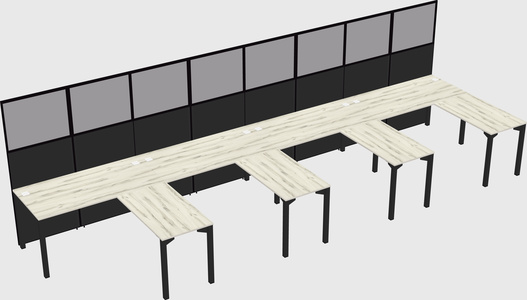 Shared l-shaped cubicle