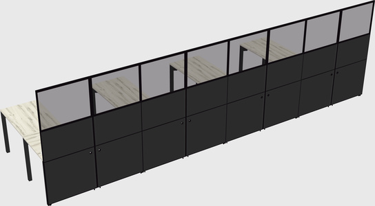 Shared l-shaped cubicle