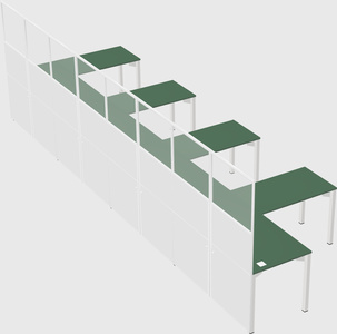 Shared l-shaped cubicle