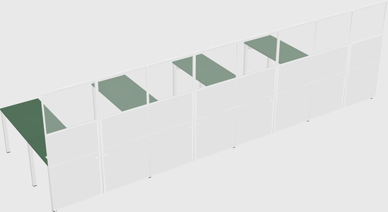 Shared l-shaped cubicle
