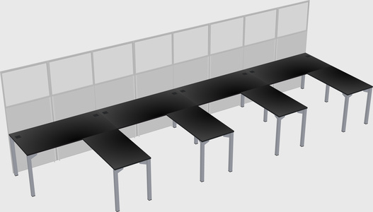 Shared l-shaped cubicle