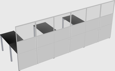 Shared l-shaped cubicle