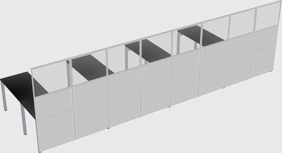 Shared l-shaped cubicle