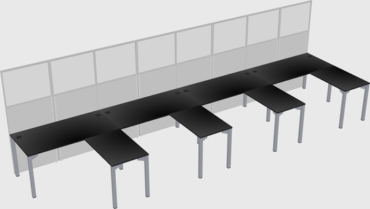 Shared l-shaped cubicle