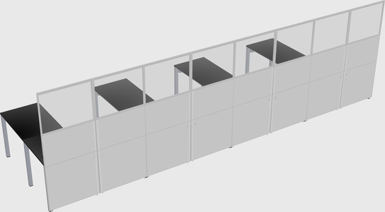 Shared l-shaped cubicle