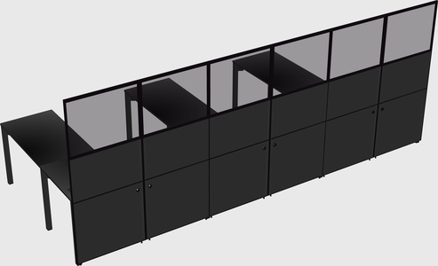 Shared l-shaped cubicle