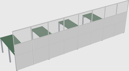 Shared l-shaped cubicle