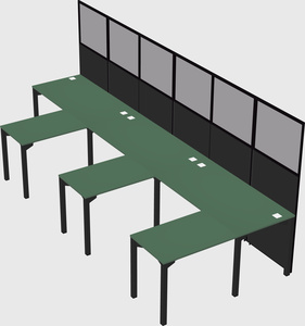 Shared l-shaped cubicle