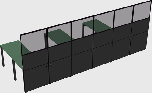 Shared l-shaped cubicle