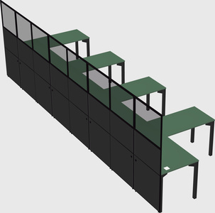 Shared l-shaped cubicle