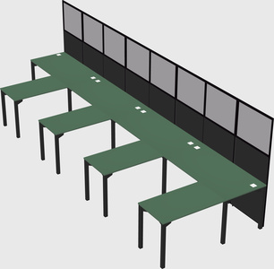 Shared l-shaped cubicle