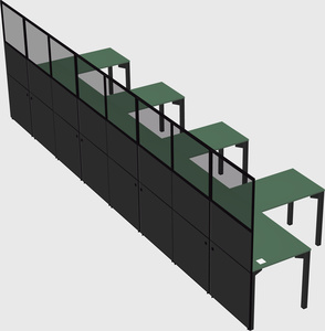 Shared l-shaped cubicle