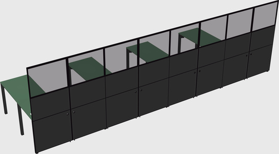Shared l-shaped cubicle