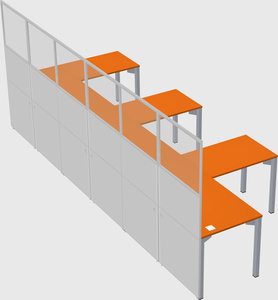 Shared l-shaped cubicle