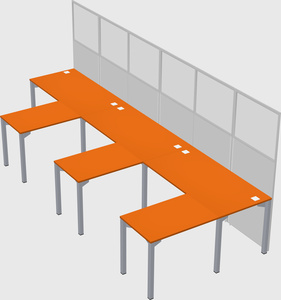 Shared l-shaped cubicle