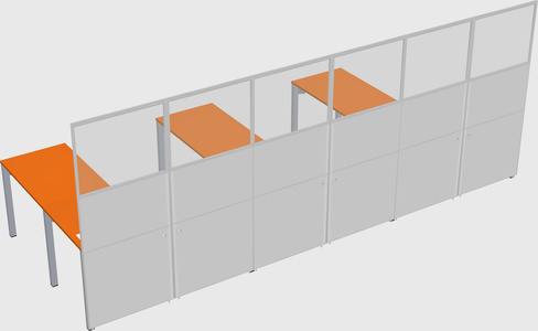 Shared l-shaped cubicle