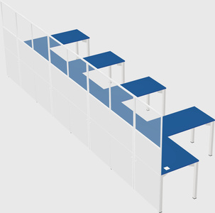 Shared l-shaped cubicle