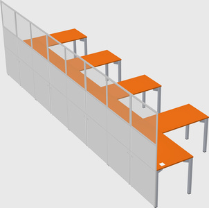 Shared l-shaped cubicle