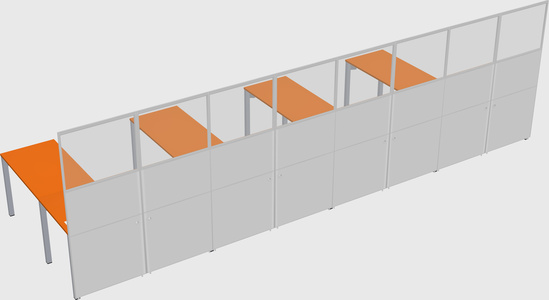 Shared l-shaped cubicle