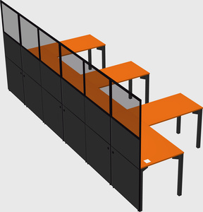Shared l-shaped cubicle