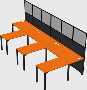 Shared l-shaped cubicle