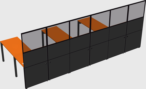 Shared l-shaped cubicle