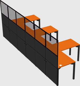 Shared l-shaped cubicle