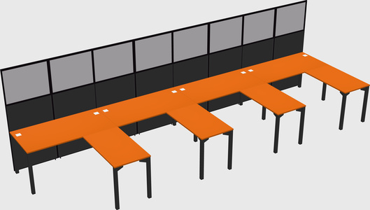 Shared l-shaped cubicle