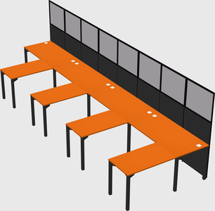 Shared l-shaped cubicle