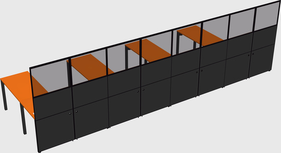 Shared l-shaped cubicle