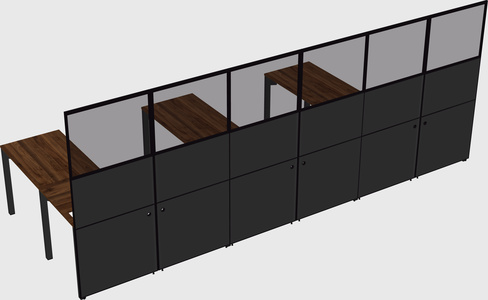 Shared l-shaped cubicle