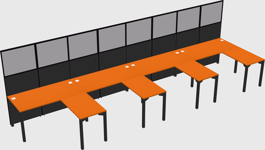 Shared l-shaped cubicle
