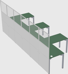 Shared l-shaped cubicle