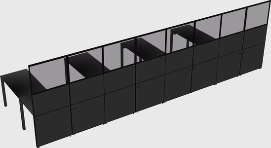 Shared l-shaped cubicle