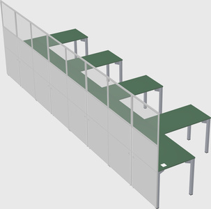 Shared l-shaped cubicle