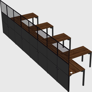 Shared l-shaped cubicle